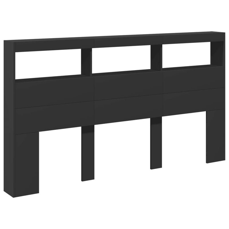 Headboard Cabinet with LED Black 180x17x102 cm Payday Deals