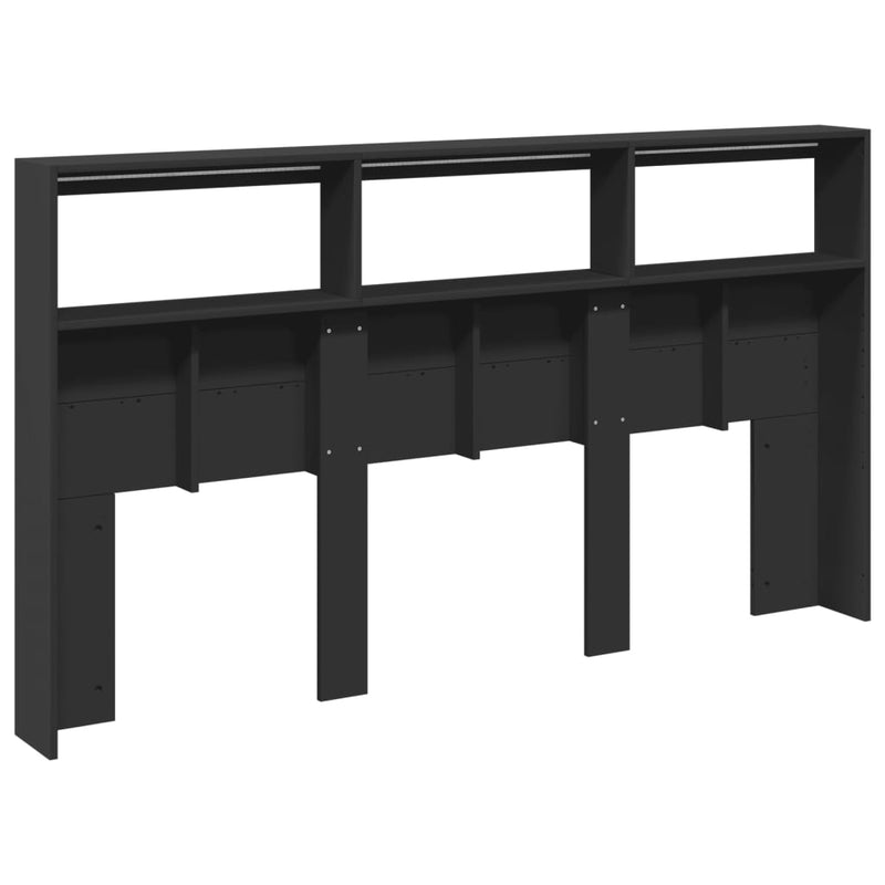 Headboard Cabinet with LED Black 180x17x102 cm Payday Deals