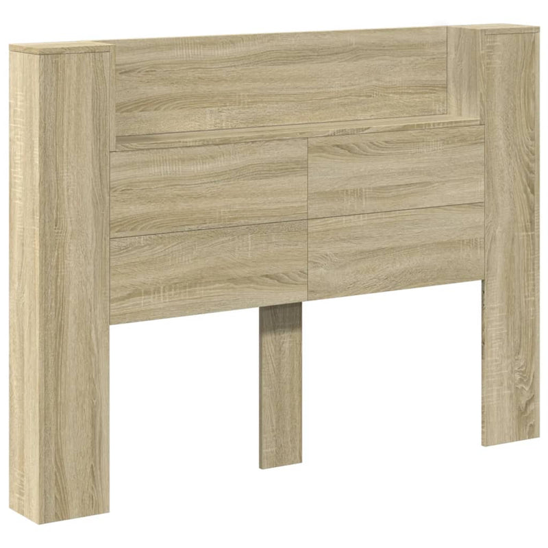 Headboard Cabinet with LED Sonoma Oak 140x16.5x103.5 cm Payday Deals