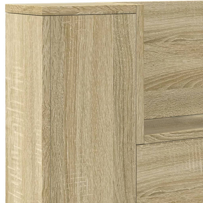 Headboard Cabinet with LED Sonoma Oak 140x16.5x103.5 cm Payday Deals