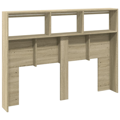 Headboard Cabinet with LED Sonoma Oak 140x17x102 cm Payday Deals