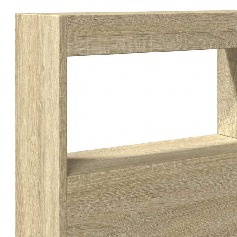 Headboard Cabinet with LED Sonoma Oak 140x17x102 cm Payday Deals