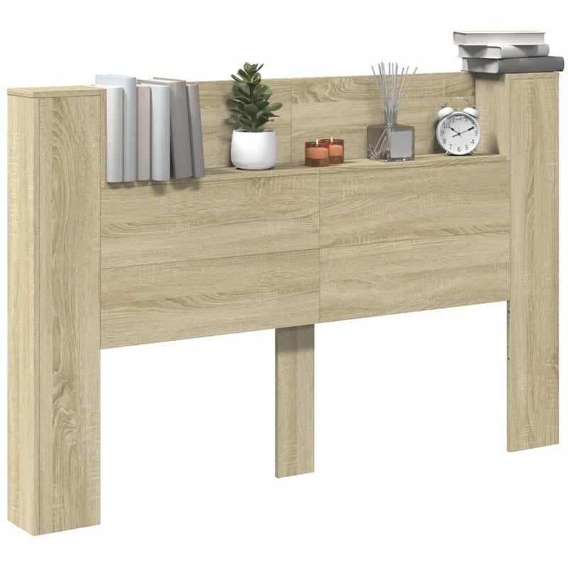 Headboard Cabinet with LED Sonoma Oak 160x16.5x103.5 cm Payday Deals