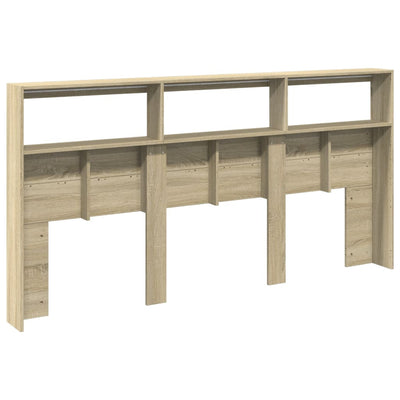Headboard Cabinet with LED Sonoma Oak 200x17x102 cm Payday Deals