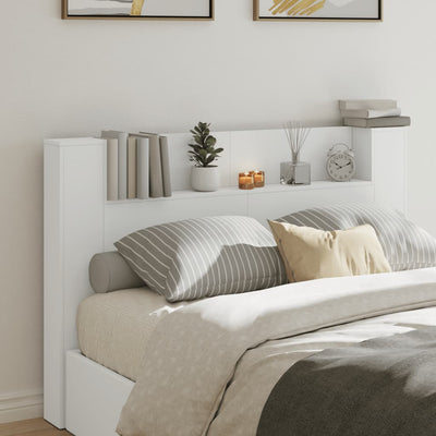 Headboard Cabinet with LED White 160x16.5x103.5 cm Payday Deals