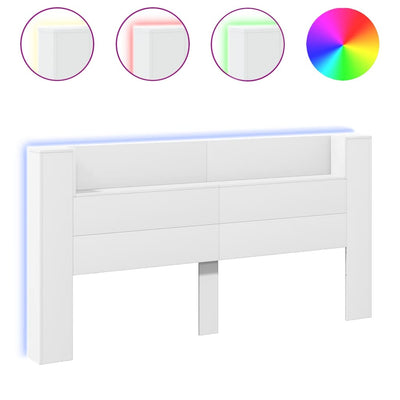 Headboard Cabinet with LED White 200x16.5x103.5 cm Payday Deals