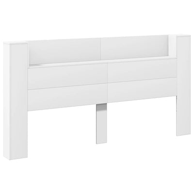 Headboard Cabinet with LED White 200x16.5x103.5 cm Payday Deals