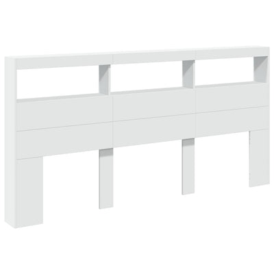 Headboard Cabinet with LED White 200x17x102 cm Payday Deals