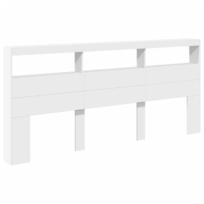 Headboard Cabinet with LED White 220x17x102 cm Payday Deals
