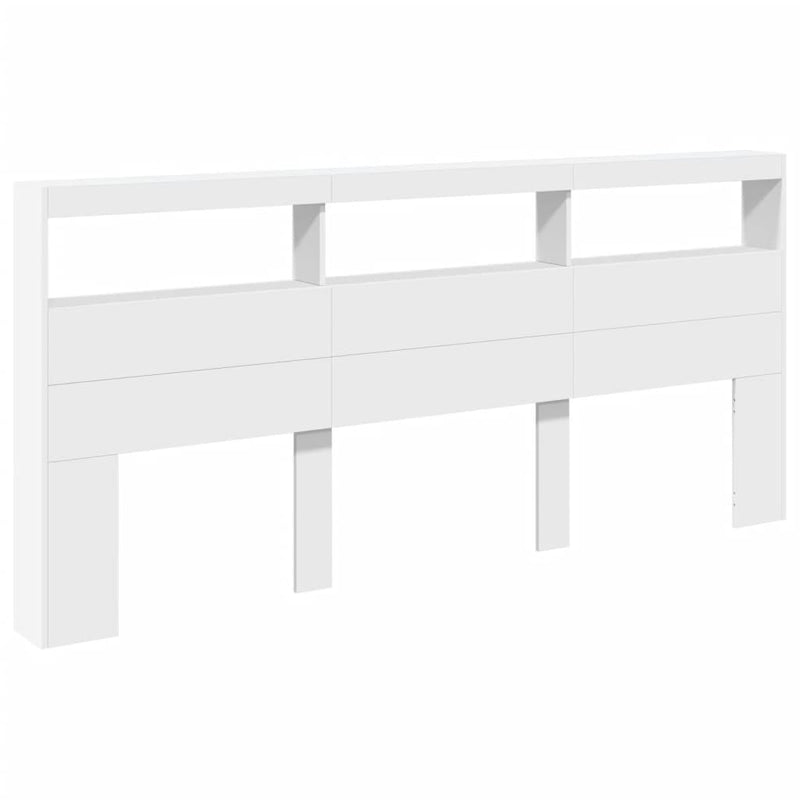 Headboard Cabinet with LED White 220x17x102 cm Payday Deals