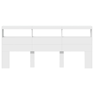 Headboard Cabinet with LED White 220x17x102 cm Payday Deals