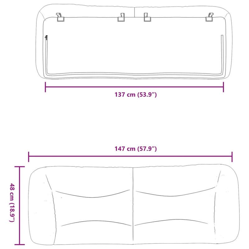 Headboard Cushion Black 137 cm Double Fabric Payday Deals