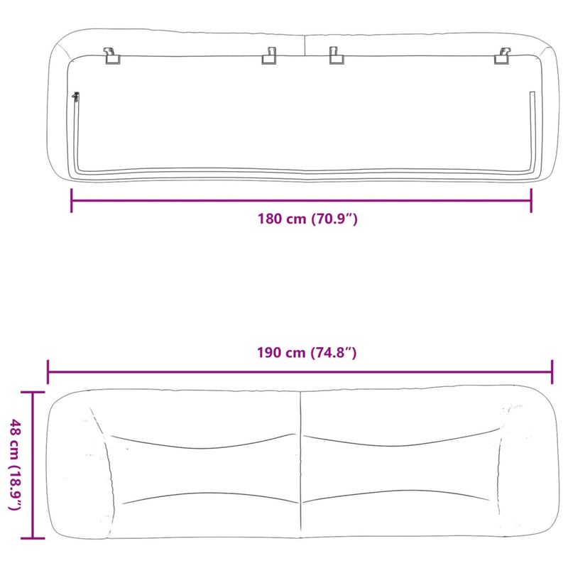 Headboard Cushion Black 180 cm Fabric Payday Deals