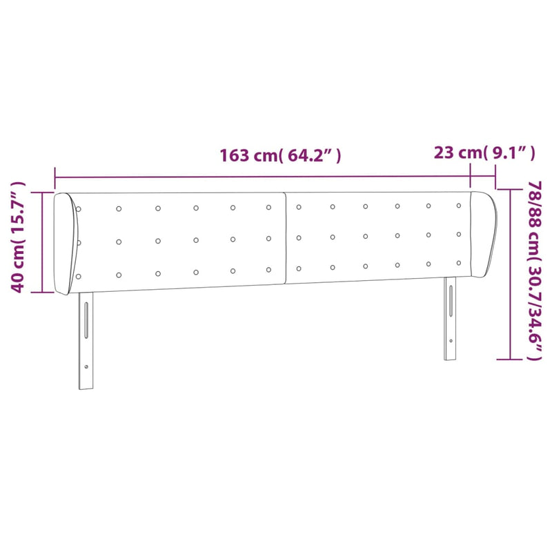 Headboard with Ears Black 163 cm Faux Leather Payday Deals