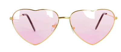 Heart Sun Glasses Metal Frame Party Costume Love Sunnies - Light Pink