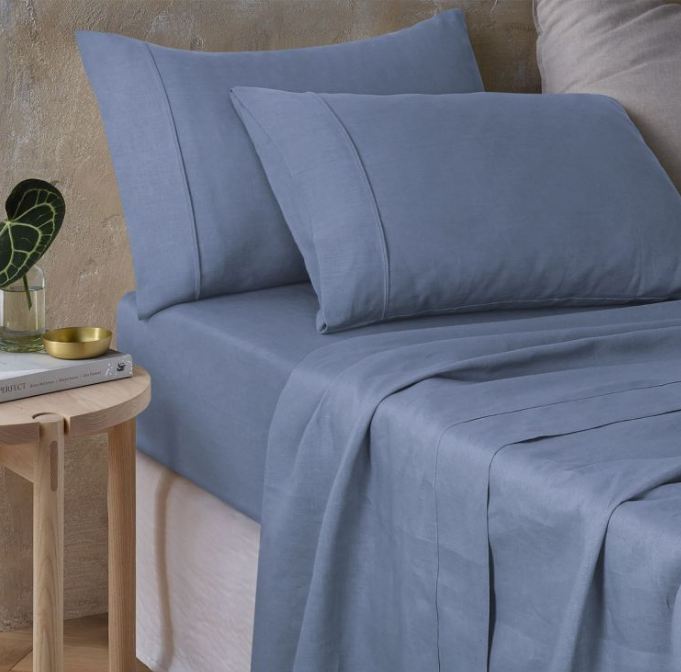 Hemp Sky Blue Sheet Set by Vintage Design Homeware King Payday Deals