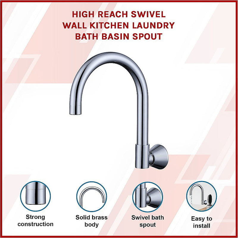 High Reach Swivel Wall Kitchen Laundry Bath Basin Spout Payday Deals