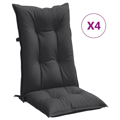 Highback Chair Cushions 4 pcs Melange Anthracite 120x50x7 cm Fabric Payday Deals
