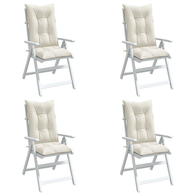 Highback Chair Cushions 4 pcs Melange Cream 120x50x7 cm Fabric