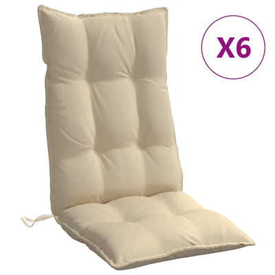 Highback Chair Cushions 6 pcs Beige Oxford Fabric Payday Deals