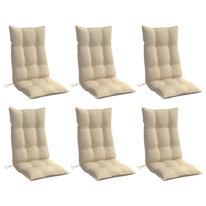 Highback Chair Cushions 6 pcs Beige Oxford Fabric Payday Deals