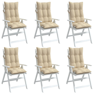 Highback Chair Cushions 6 pcs Beige Oxford Fabric Payday Deals