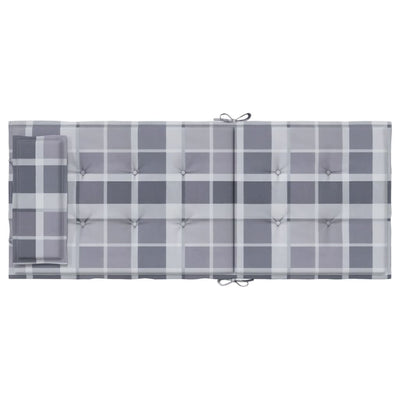 Highback Chair Cushions 6 pcs Grey Check Oxford Fabric Payday Deals
