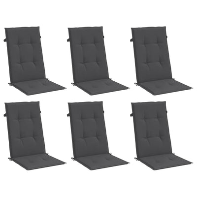 Highback Chair Cushions 6 pcs Melange Anthracite 120x50x4 cm Fabric Payday Deals