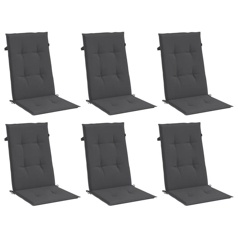 Highback Chair Cushions 6 pcs Melange Anthracite 120x50x4 cm Fabric Payday Deals