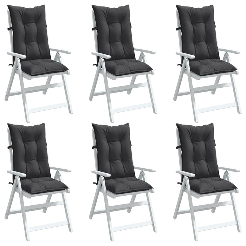 Highback Chair Cushions 6 pcs Melange Anthracite 120x50x7 cm Fabric Payday Deals