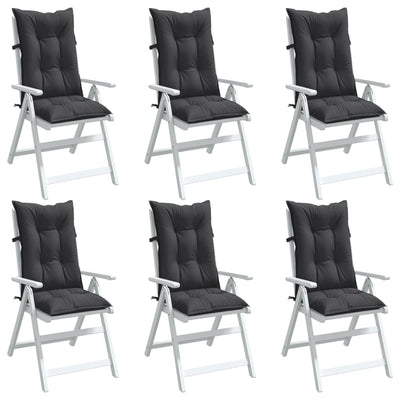 Highback Chair Cushions 6 pcs Melange Anthracite 120x50x7 cm Fabric