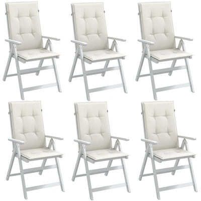 Highback Chair Cushions 6 pcs Melange Cream 120x50x4 cm Fabric