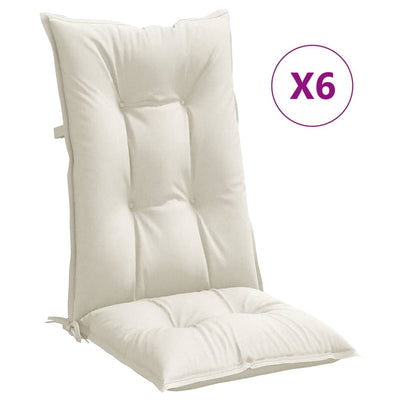 Highback Chair Cushions 6 pcs Melange Cream 120x50x7 cm Fabric Payday Deals