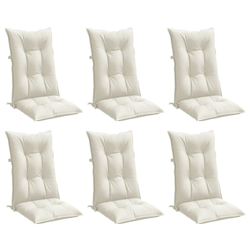 Highback Chair Cushions 6 pcs Melange Cream 120x50x7 cm Fabric Payday Deals