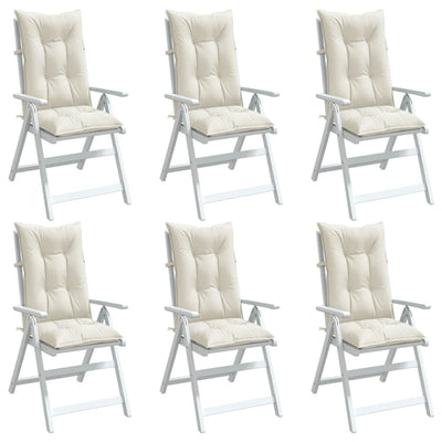 Highback Chair Cushions 6 pcs Melange Cream 120x50x7 cm Fabric