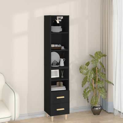 Highboard Black 34.5x34x180 cm Engineered Wood