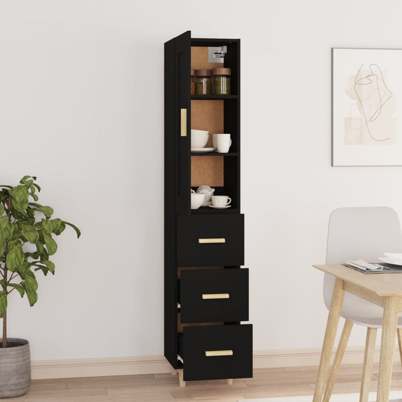 Highboard Black 35x34x180 cm Engineered Wood Payday Deals