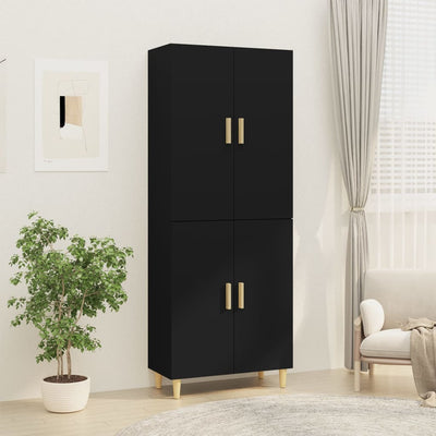 Highboard Black 70x34x180 cm Engineered Wood