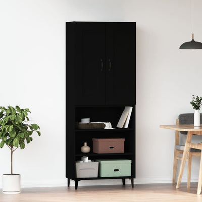 Highboard Black Engineered Wood