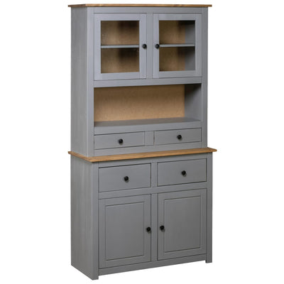 Highboard Grey 93x40.5x180 cm Solid Pine Panama Range Payday Deals