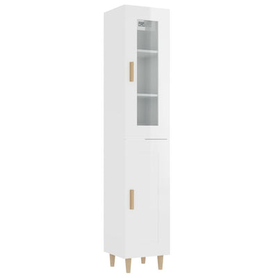 Highboard High Gloss White 34.5x34x180 cm Engineered Wood Payday Deals