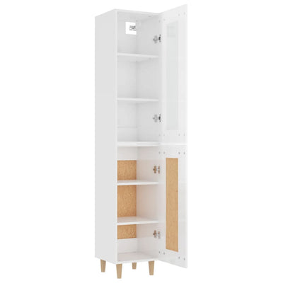 Highboard High Gloss White 34.5x34x180 cm Engineered Wood Payday Deals