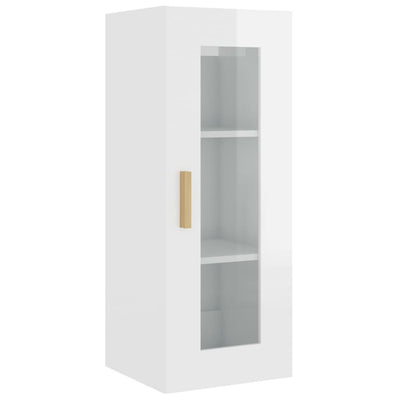 Highboard High Gloss White 34.5x34x180 cm Engineered Wood Payday Deals