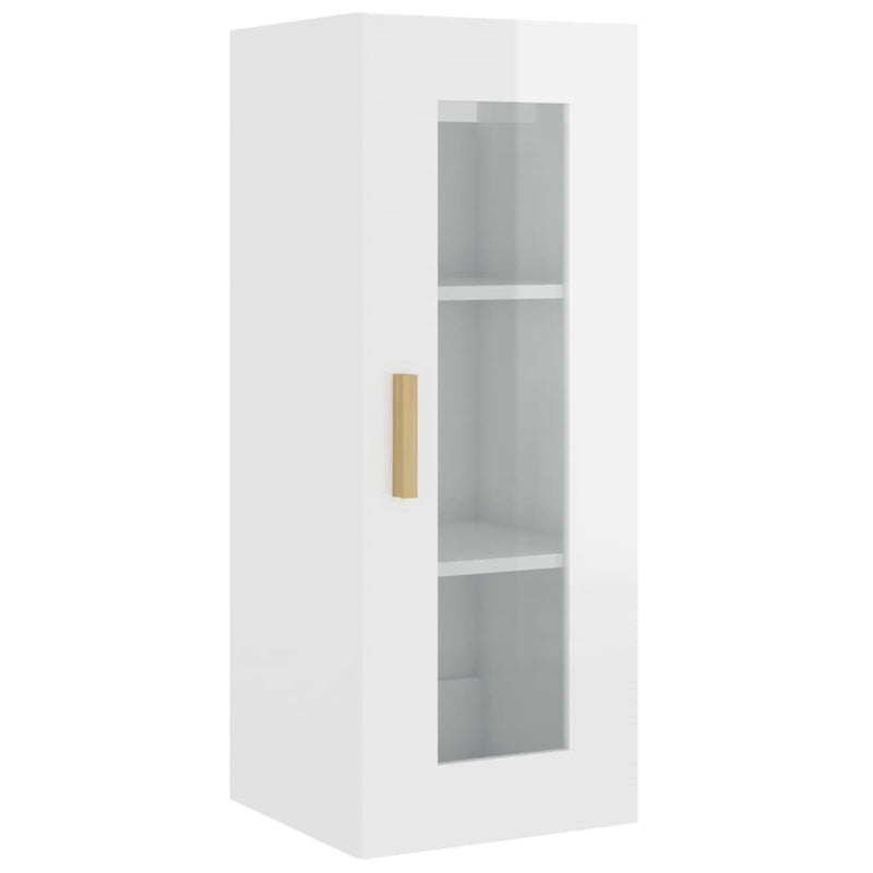 Highboard High Gloss White 34.5x34x180 cm Engineered Wood Payday Deals