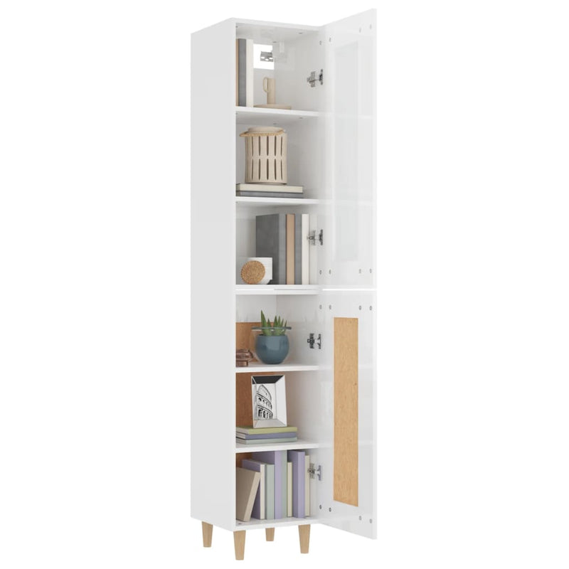 Highboard High Gloss White 34.5x34x180 cm Engineered Wood Payday Deals