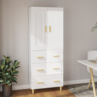 Highboard High Gloss White Engineered Wood Payday Deals