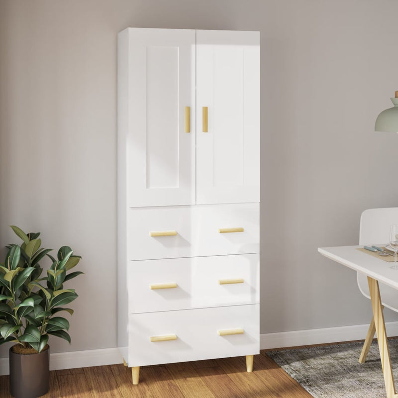 Highboard High Gloss White Engineered Wood Payday Deals