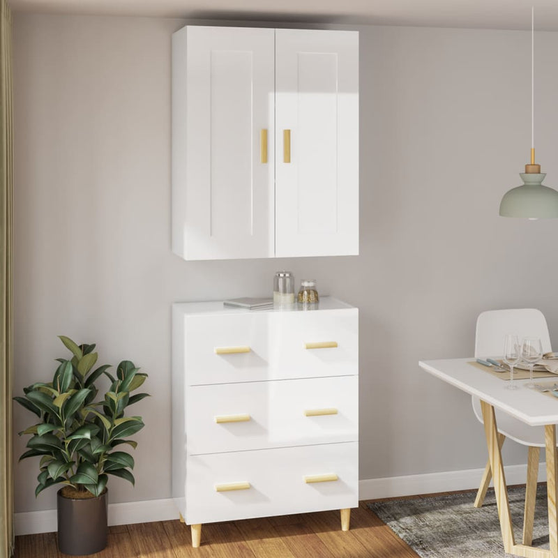 Highboard High Gloss White Engineered Wood Payday Deals