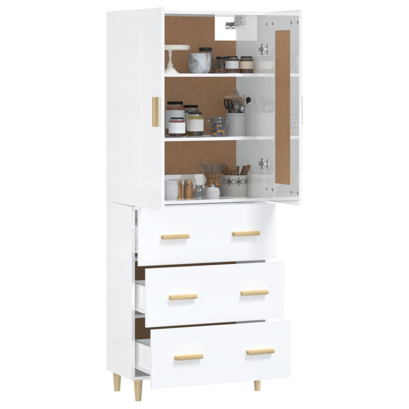 Highboard High Gloss White Engineered Wood Payday Deals