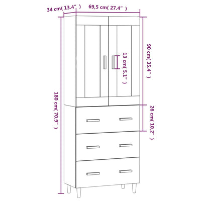 Highboard High Gloss White Engineered Wood Payday Deals